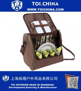 Picnic Bag - 4 Person Cutlery Set and Large Cooler Compartment - Perfect for concerts, beach, parks, hikes