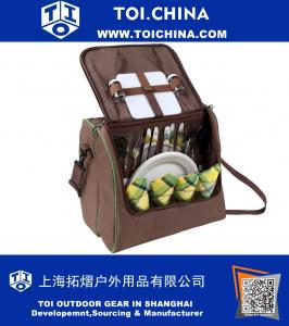 Picnic Bag - 4 Person Cutlery Set and Large Cooler Compartment - Perfect for concerts, beach, parks, hikes