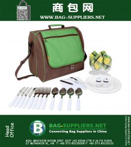 Picnic Bag - 4 Person Cutlery Set and Large Cooler Compartment - Perfect for concerts, beach, parks, hikes