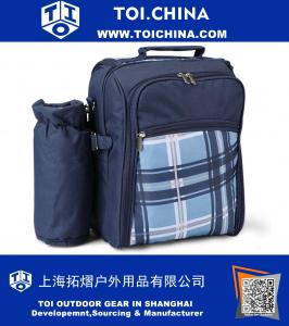 Kit sac à pique-nique - Set pour 2 personnes avec compartiment réfrigérant, support détachable pour bouteille / vin, assiettes et couverts