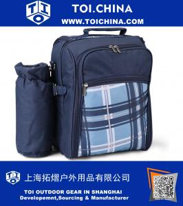 Kit sac à pique-nique - Set pour 2 personnes avec compartiment réfrigérant, support détachable pour bouteille / vin, assiettes et couverts