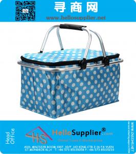 Picnic Basket Bag, Foldable Insulated Cooler Picnic Basket Bag