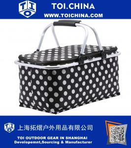 Picnic Basket, SUROY Insulated Folding Collapsible Market 600D Oxford Zip Closure Basket with Carrying Handles for Outdoor Picnic