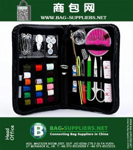 Portable Mini Stitch Hand Sewing Kit Compact Notions Supplies 38 Accessories & Easy to Use with Black Leather Bag for Beginners Kids Children Girls-Perfect Gift for Moms and All Sewing Lovers