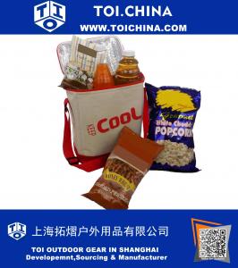 Soft Cooler Bag avec doublure thermique en aluminium et bandoulière réglable, rouge et blanc