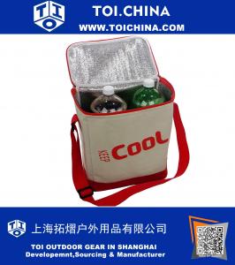 Soft Cooler Bag avec doublure thermique en aluminium et bandoulière réglable, rouge et blanc