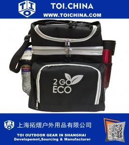 Soft Sided Cooler Insulated Bag Double Decker Large Lunch Box For Adults Durable Hot Cold Caddy