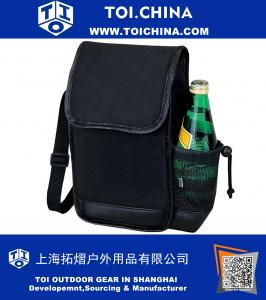 Thermal Insulated Cooler Lunch Bag 600D Polyester PVC Backing with Leatherette Trim Side Bottle Holder