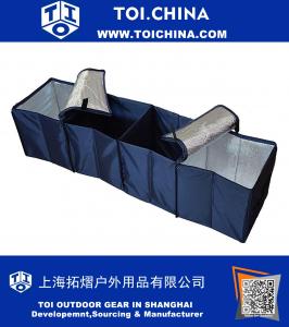 Trunk Organizer with Cooler and Insulation for Car,4-Compartment ,Multi-Pocket, Minivan and Truck,Sturdy and Flexible