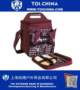 Two Person Wine and Cheese Insulated Picnic Cooler Bag Set