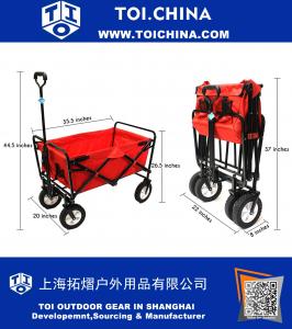 Utilitário Folding Wagon com Saco de Poliéster Removível, Recurso de Bounce Primavera, Auto Fechaduras de Segurança, Desempenho de Direção de Maçaneta, Vermelho Escarlate