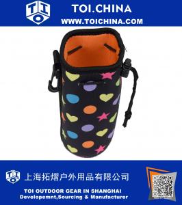 Water Bottle Sleeve, Neoprene Insulated Water Bottle Cooler Bag Insulator Holder Carrier Cover with Drawstring Clip Hook for Backpack