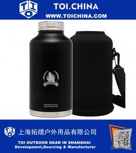 Botella de agua Thermos (64OZ) y bolsa de transporte, aislamiento de vacío de doble pared a prueba de sudor, ideal para cerveza artesanal, agua que calma la sed en largas caminatas o té caliente este invierno