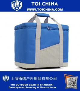 Water Proof 30 Can Large Insulated Lunch Box Cooler Bag ROMANTICIST Reusable Foldable Thermal Grocery Tote Bag with handle, Blue