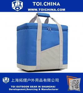 Water Proof 30 Can Large Insulated Lunch Cooler Bag Reusable Foldable Thermal Grocery Tote Bag with handle, Blue
