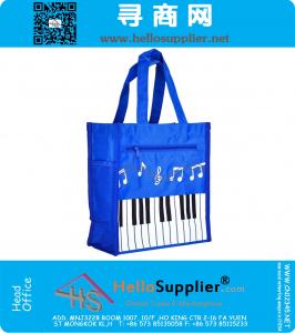 Impermeável Oxford Piano Keys Música Bolsa Ombro Sacola Sacola De Compras