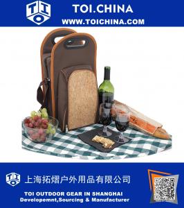 Wine Travel Insulated Cooler Weintragetasche mit Tragegurt - inklusive Weinöffner und Gläsern mit Naturkorken Design