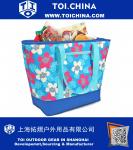 12 Gallon Insulated Tote Blue Flowers Outdoor Picnic Cooler Bag for Camping, Sports, Beach, Travel, Fishing