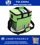 24-can Large Capacity Soft Cooler Tote Insulated Lunch Bag Green Stripe Outdoor Picnic Bag