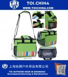 24-can Large Capacity Soft Cooler Tote Insulated Lunch Bag Green Stripe Outdoor Picnic Bag