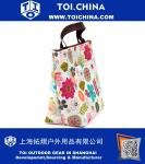 Water-Resistant Picnic Insulated Lunch Bag Cooler Lunch Bag Travel Zipper Organizer Box Tote Bag Lunch with Printing Flowers