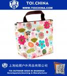 Water-Resistant Picnic Insulated Lunch Bag Cooler Lunch Bag Travel Zipper Organizer Box Tote Bag Lunch with Printing Flowers