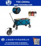 Portal Collapsible Folding Utility Wagon with Cooler Bag, Garden Cart, Beach Cart, Blue