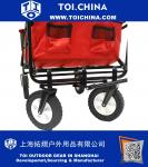 Utility Folding Wagon with Removable Polyester Bag, Spring Bounce Feature, Auto Safety Locks, Handle Steering Performance, Scarlet Red