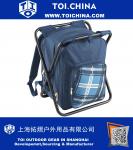 2 Person Blue 2 in 1 Picnic Backpack Hamper & Stool with Cooler Bag And Tableware - Complete with stand alone stool