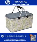 32L Folding Family Picnic Basket Large Cooler Lunch Bag Tote Bag with handles for Hiking Camping and Outdoor Leisure