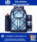 Mochila Picnic Azul Tartán para 4 personas con compartimiento más fresco