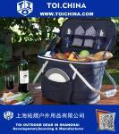 Collapsible Insulated Picnic Basket Equipped with Service For 2