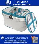 Collapsible Insulated Picnic Basket set for 2 with Plates, and Cutlery Set