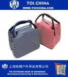 Lunch Bag, Cotton Stripe Insulated Lunch Boxes Tote Bag