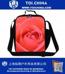 Polyester 3D Flower Prints Lunch totes for Outdoor School Students Workers Men and Women