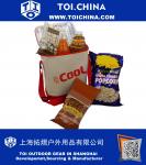 Bolsa Soft Cooler com Revestimento Térmico em Alumínio e Alça Ajustável, Vermelho e Branco